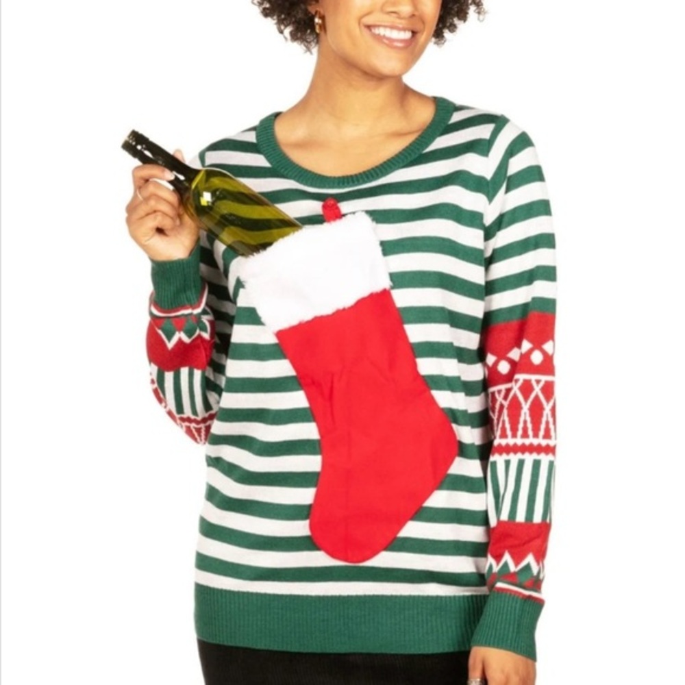 TIPSY ELVES | WOMEN'S STOCKING STUFFER UGLY CHRISTMAS SWEATER SIZE L